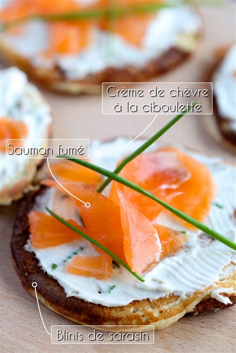 Blinis au saumon fumé crème de chèvre à la ciboulette Marrons Glacés