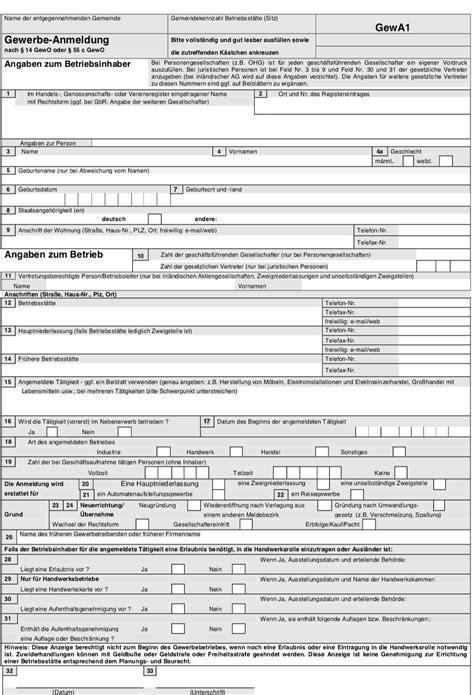 Gewerbe Anmelden Formular Ausfüllen losformathens online formulare