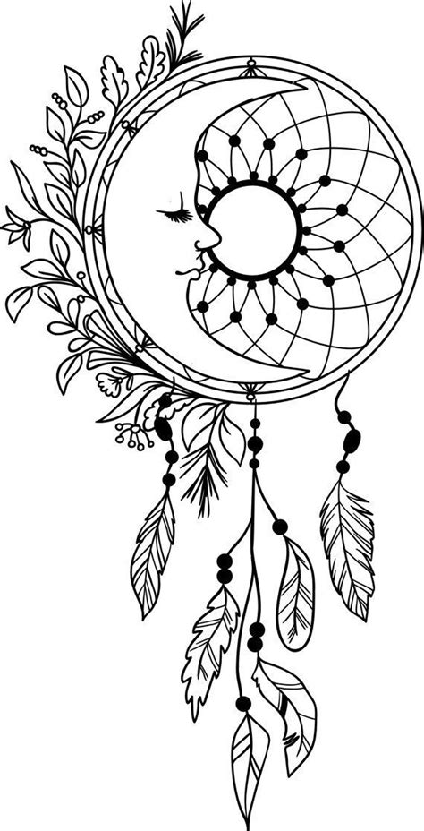 Dream catcher coloring page for adults. Moon Dream Catcher Feathers Vinyl Decal Dreamcatcher ...