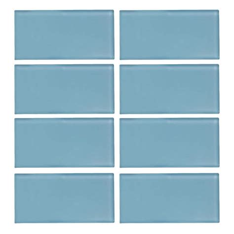 Jeffrey Court Caribbean Water Blue 3 In X 6 In Glossy Glass Wall Tile 1 Sq Ft Pack 99514