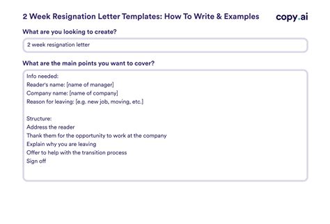 2 Week Resignation Letter Templates How To Write And Examples