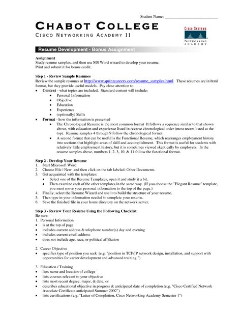 Creating The Perfect College Student Resume In Microsoft Word Free