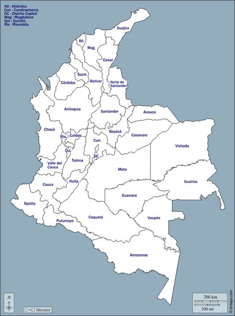Mapa Politico Mudo De Colombia Para Imprimir Mapa Mudo De Departamentos