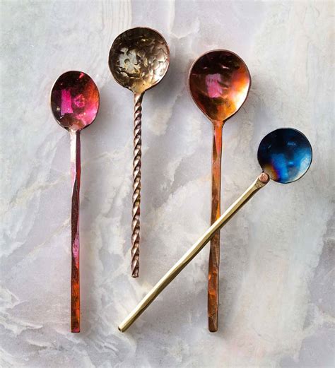 Handcrafted Copper Spoon Collection, Set of 4 | Eligible for Shipping 