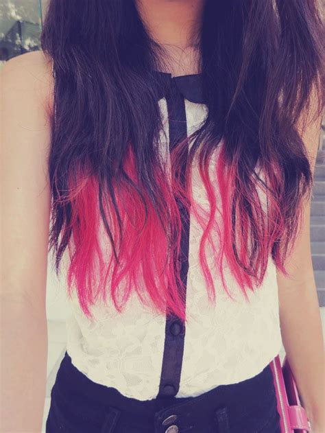 Black into chocolate dip dye. Pink dip dye actually looks gd with black hair | Pink hair ...