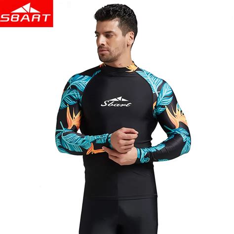 Men Rash Guard Long Sleeve Compression Swim Shirts Quick Dry Uv Protect