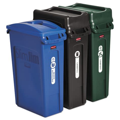 Indoor Recycling Bins Slim Jim Recycling Container Rectangular Plastic