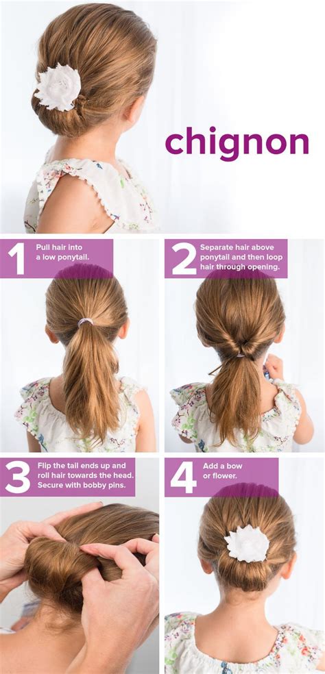 Watch the instructional video here. 5 easy back-to school hairstyles for girls | Chignon hair ...