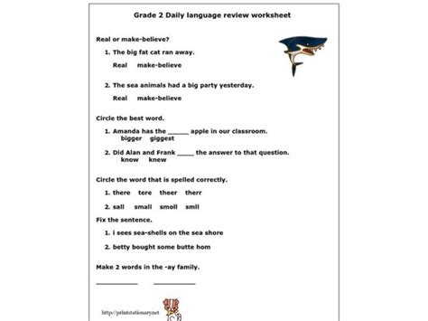 Grade 2 Daily Language Review Worksheet Worksheet For 2nd Grade