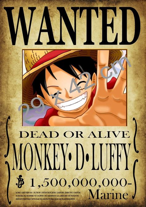Poster Wanted Monkey D Luffy A3 One Piece - $ 89.00 en Mercado Libre