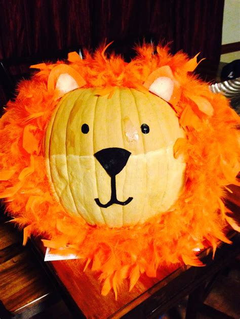 Pumpkin Decorated As A Lion With 2 Orange Boas Paint And Felt Super