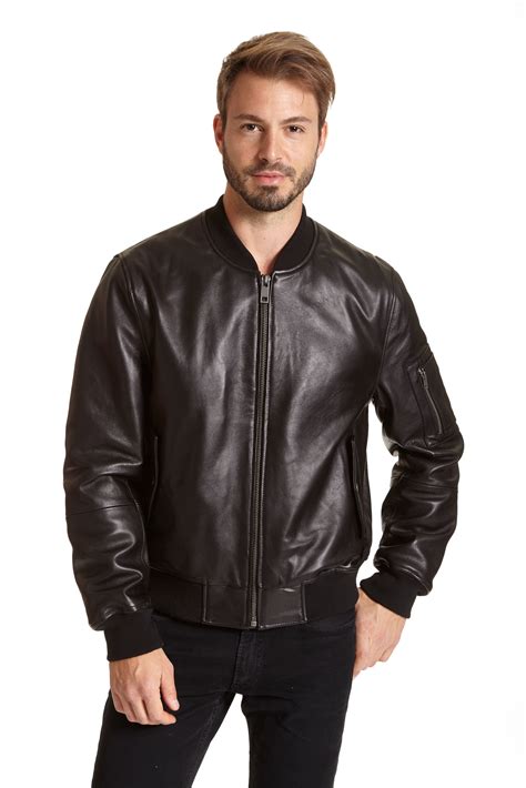 Excelled Mens Big And Tall Lambskin Leather Bomber Jacket