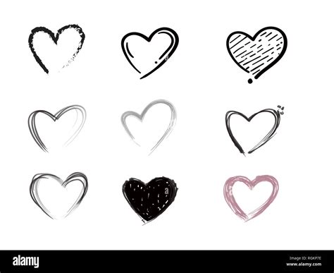 Set Of Doodle Hearts Stock Photo Alamy