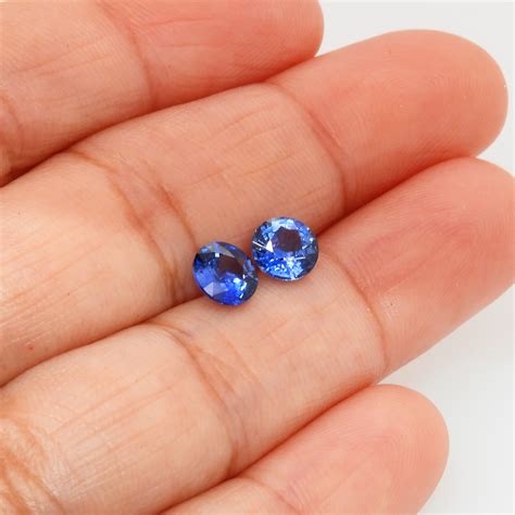 Gemstones Ceylon Blue Sapphire Round 6mm Matched Pair Approximately 1