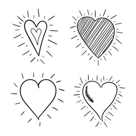 Premium Vector Hand Drawn Hearts Icon Set Love Vector Illustration