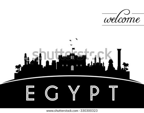 Egypt Skyline Silhouette Black White Design Stock Vector Royalty Free