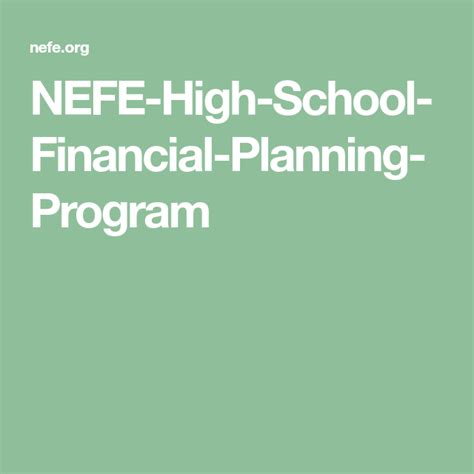 nefe high school financial planning program financial planning high school financial