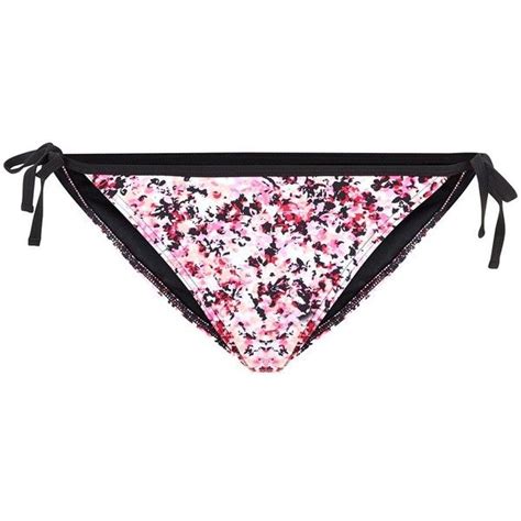 Pink Blurred Floral Print Tie Side Bikini Bottoms 259 Liked On