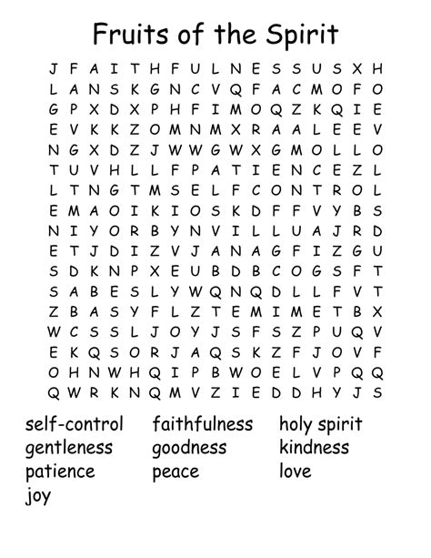 Fruits Of The Spirit Word Search Wordmint