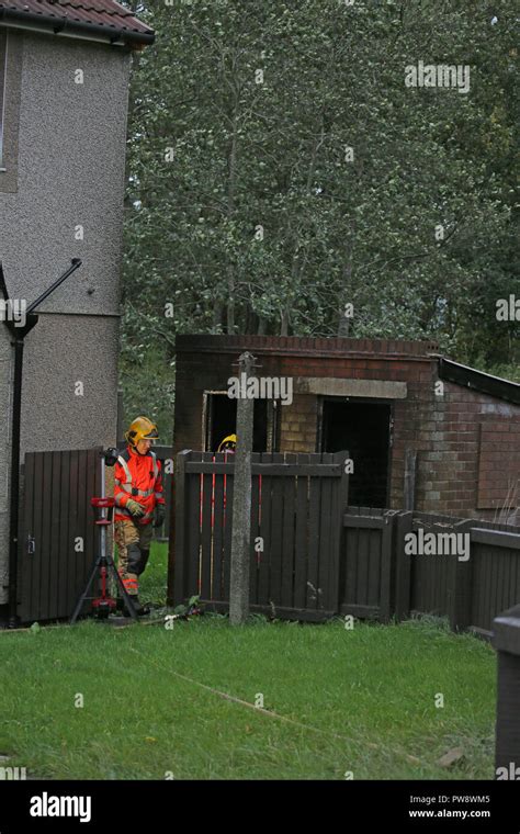 Rochdale Uk 13th October 2018 Fire And Rescue Service Attend A Shed