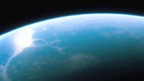 Spaceship flies over the planet Earth. Cinematic shot of our home planet. View Of Planet Earth ...