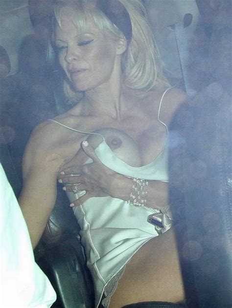 Pamela Anderson Flashing Boob Outside Chateau Marmont Restaurant