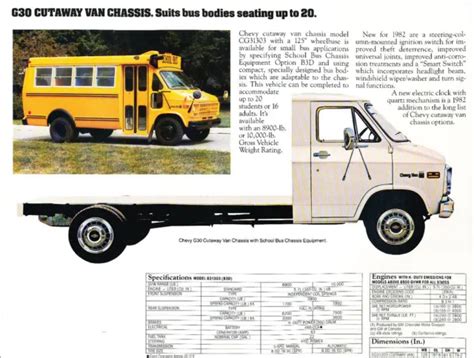 1982 Chevrolet Chevy School Bus Chassis Original Sales Brochure 876