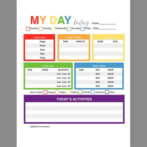 Daycare Report Sheet Printable Toddler And Baby Daily Etsy Australia