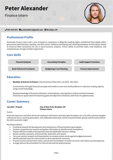 Finance Intern Resume Example And Guide Get Hired