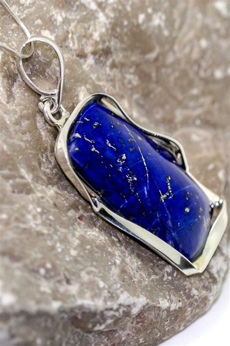 Amazing Lapis Lazuli Pendant Fitted In Sterling Silver Setting Inch