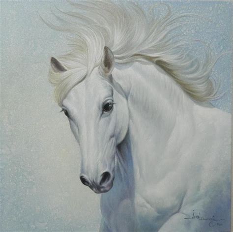 White Horses White Horse Portrait Painting Wild And Domesticated