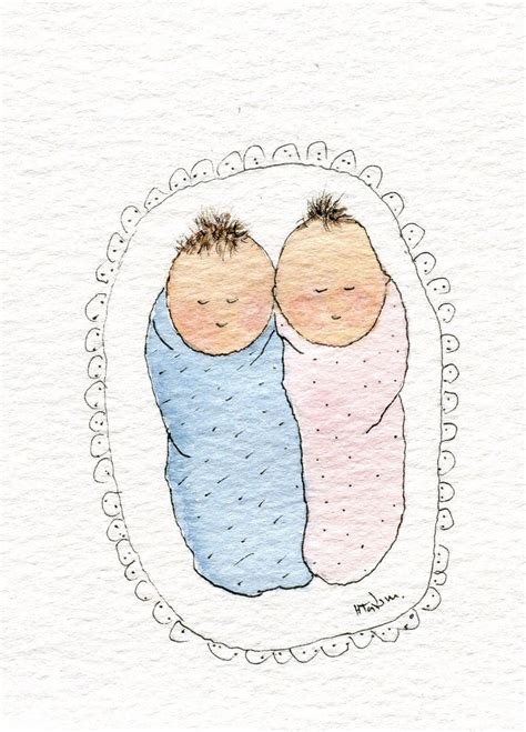 Twin Babiesboy And Girl Twins Card By Heather Tatum Cards Baby