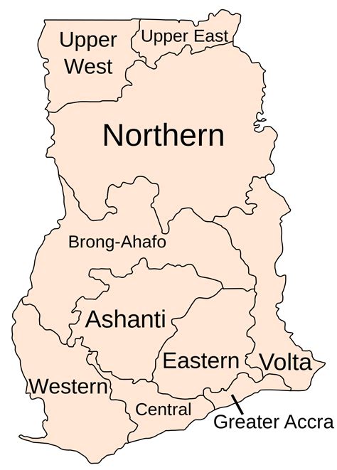 Ghana Régions Administratives Map