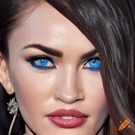 Portrait Of Megan Fox Or Miley Cyrus With Blue Eyes On Craiyon