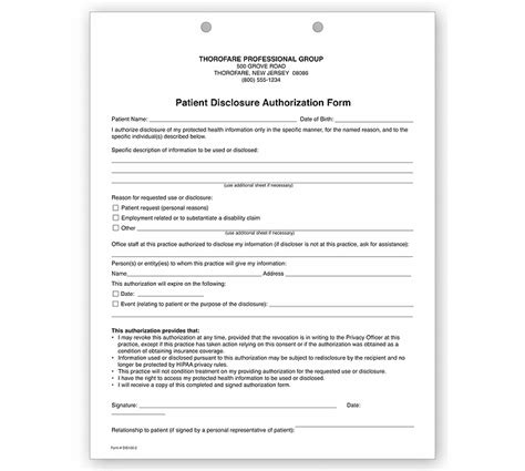 Medical Forms Two Part Patient Disclosure Authorization Hipaa Form