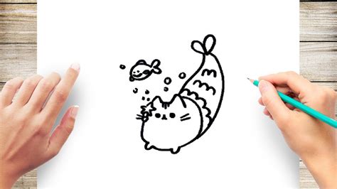 How To Draw Pusheen Mermaid Step By Step Youtube