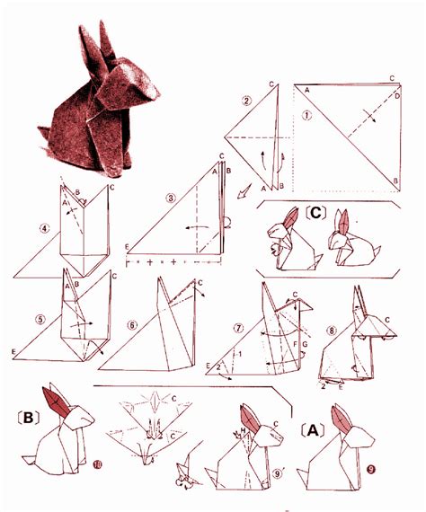 Easy Bunny Dollar Origami Rabbit Origami Bunny Instructions Diagram