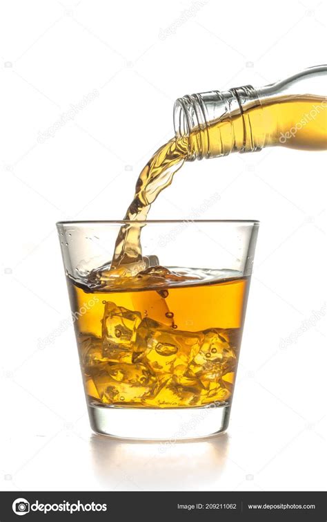 Alcohol Pouring Glass Drink Glass Whiskey Rum Bourbon Stock Photo By