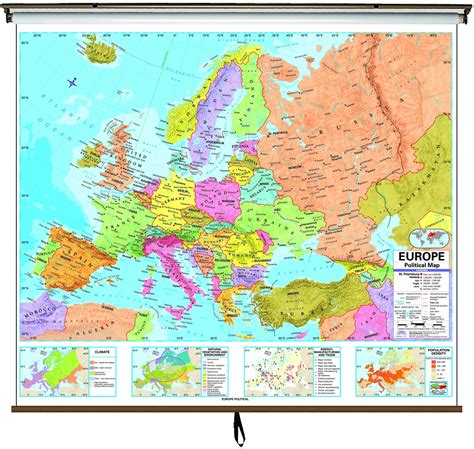 Europe Primary Classroom Wall Map On Roller W Backboard Images And
