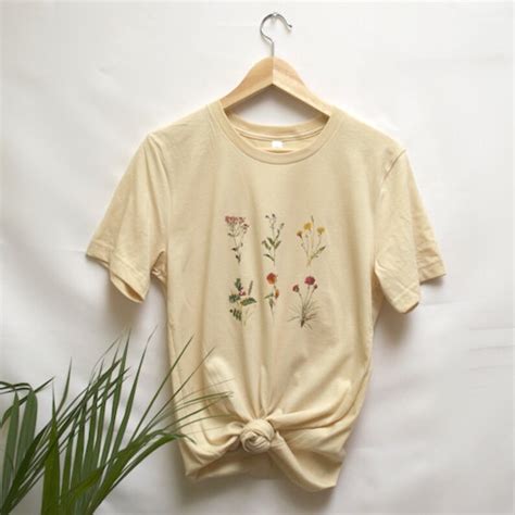 Wildflower T Shirt Botanical Shirt Flower Graphic Tee Etsy