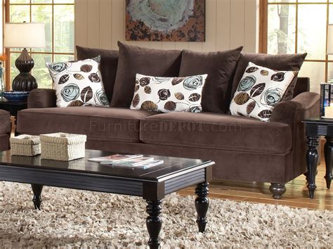 Bella Chocolate Fabric Living Room Sofa And Loveseat Set