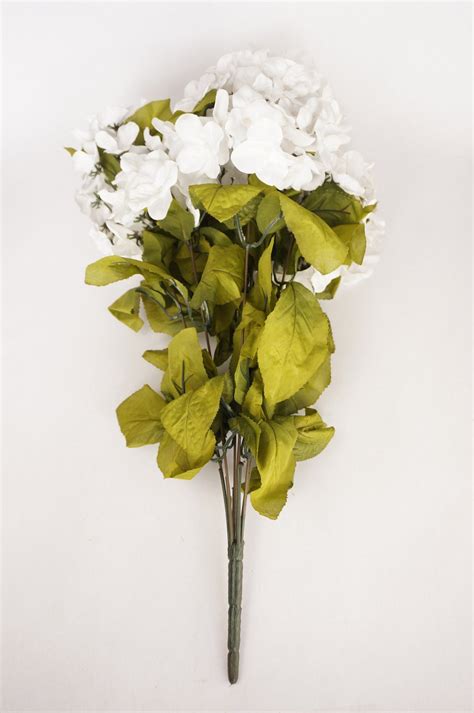 22 Inch X Large Satin Artificial Hydrangea Silk Flower Bush 7 Heads Wh