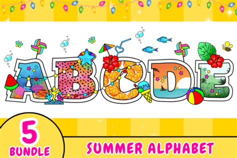 125 Summer Alphabet Clipart Designs And Graphics