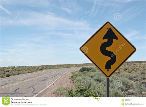 If used, chevron alignment signs shall be installed on the outside of a turn or curve, the arrows show the direction of the turn or curve. Curve ahead road sign stock image. Image of obey ...