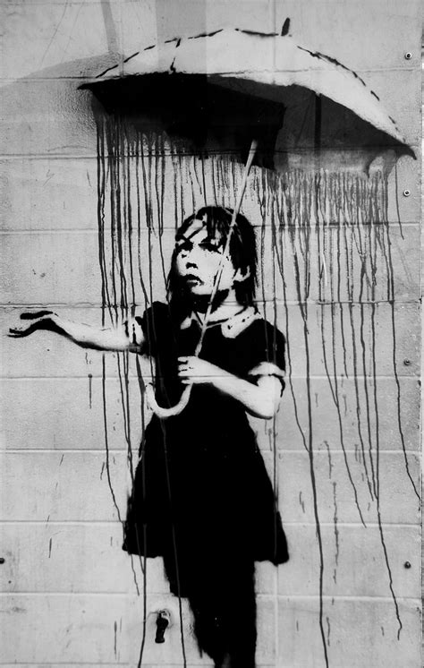 Created by curbsandstoopsa community for 10 years. Banksy-Umbrella Girl | This piece is behind plexiglass ...