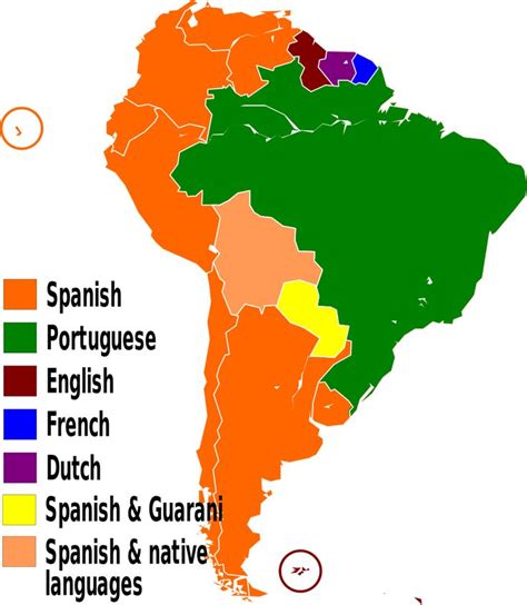 Map Languages Spoken In South America América Do Sul Mapa Geografia
