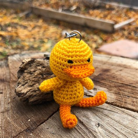 Crochet Yellow Duck Keychain Amigurumi Yellow Duck Gift Etsy