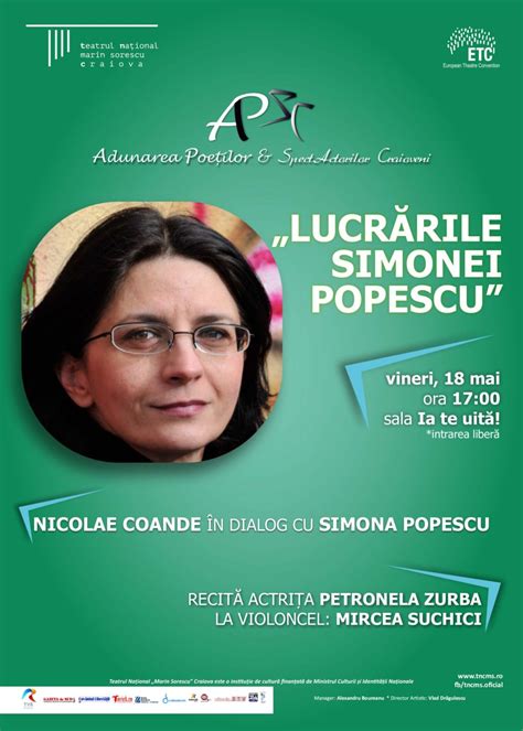 Simona Popescu Vine La „adunarea Poeților și A Spectactorilor Craioveni