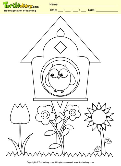 Welcome to bird house coloring pages best place to color bird houses coloring pages flower coloring pages of bird houses and gardens Bird House Coloring Sheet | Turtle Diary