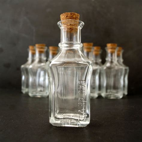Small Square Glass Bottle With Cork 4 Tall X 1 75 Wide 50 Ml Capa